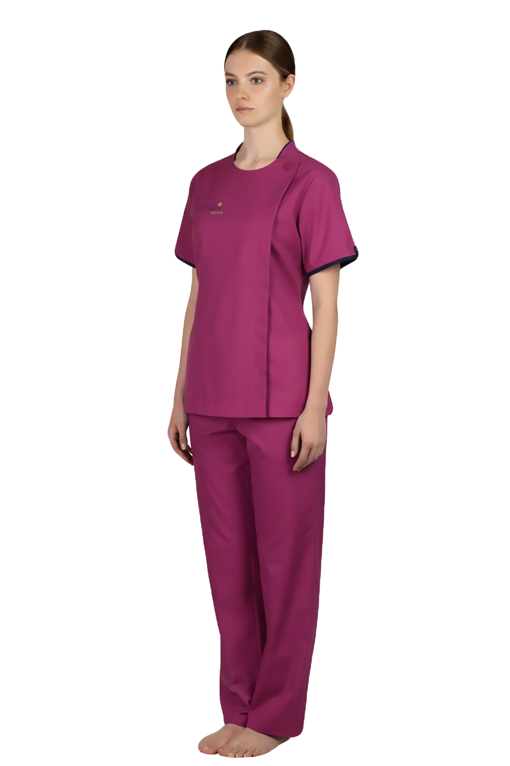 Asymmetrical Button Medical Blouse