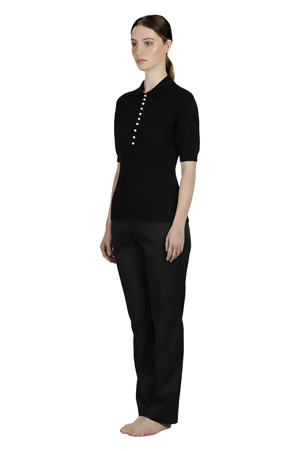 Black Knitted Female Blouse Uniform