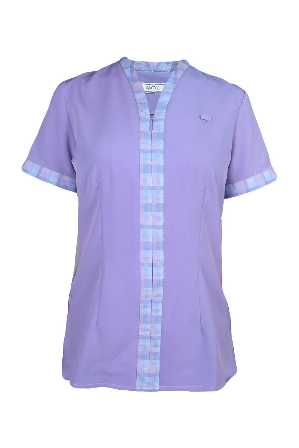 Purple Nurse Blouse with Thick Trims