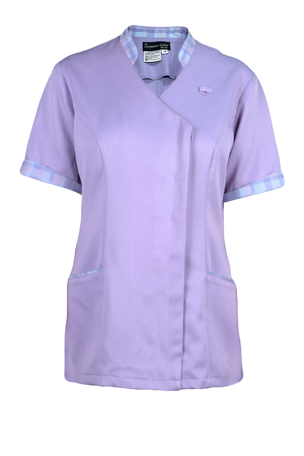 Nurse Purple Blouse with Overlap Hidden Button