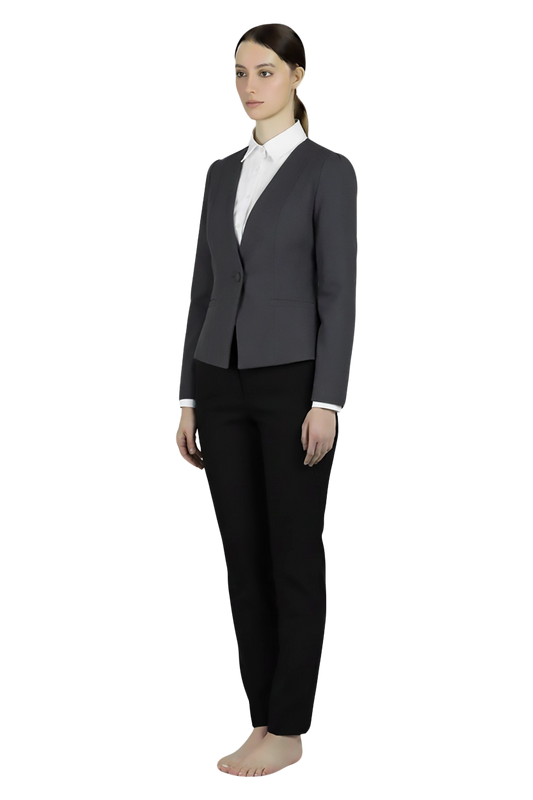 Collarless Suit Jacket