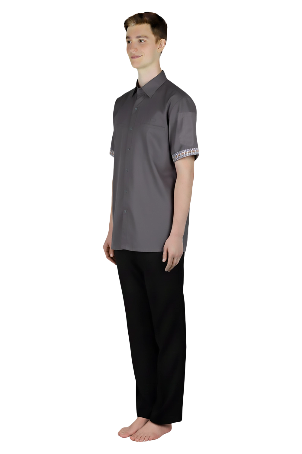 Dark Grey Shirt with Sleeve Trims