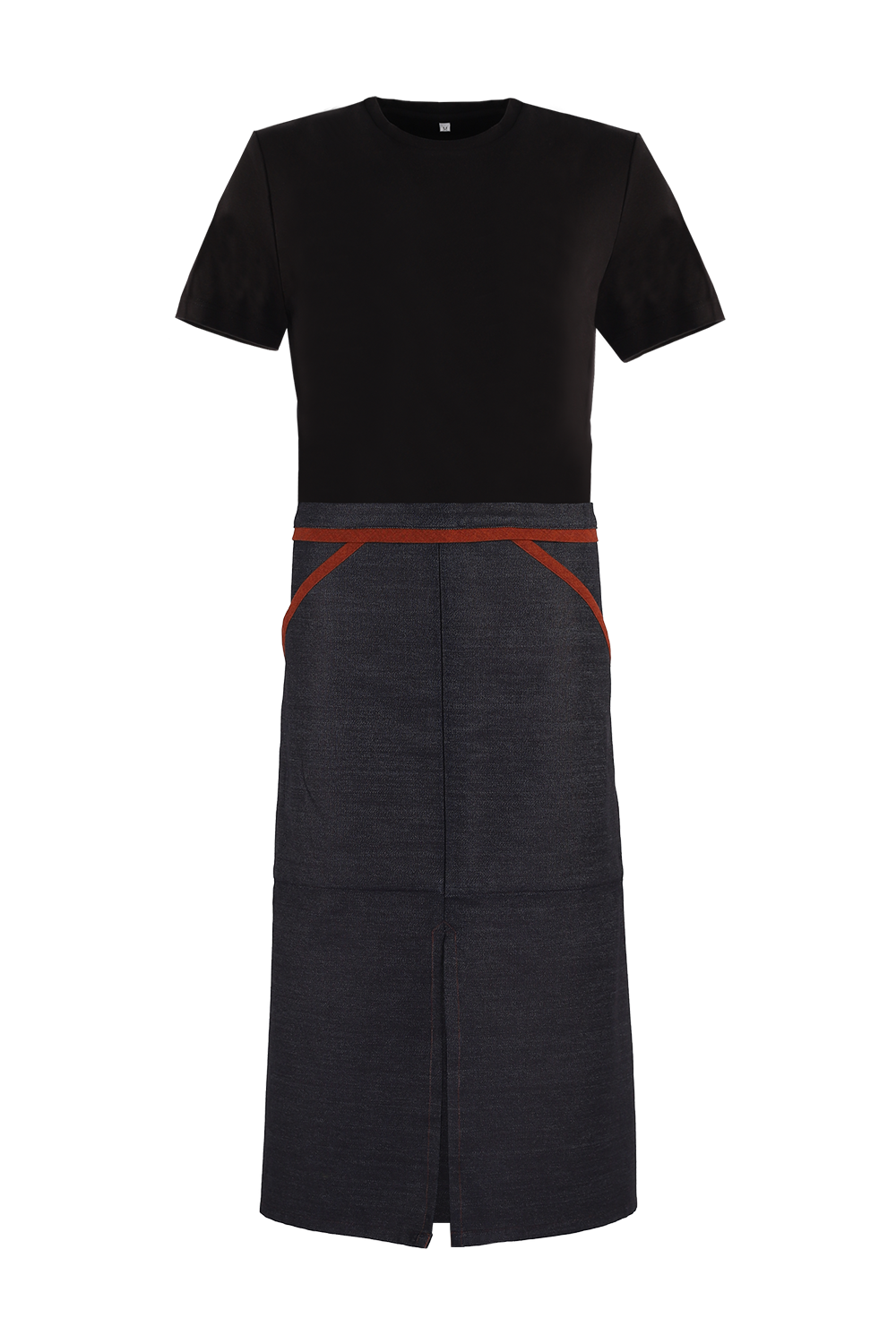 Denim Half Body Apron with Trims