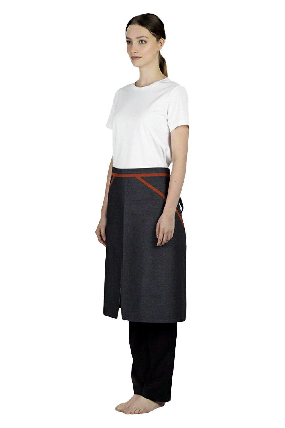 Denim Half Body Apron with Trims