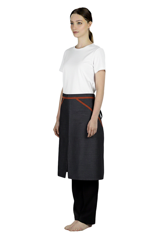 Denim Half Body Apron with Trims
