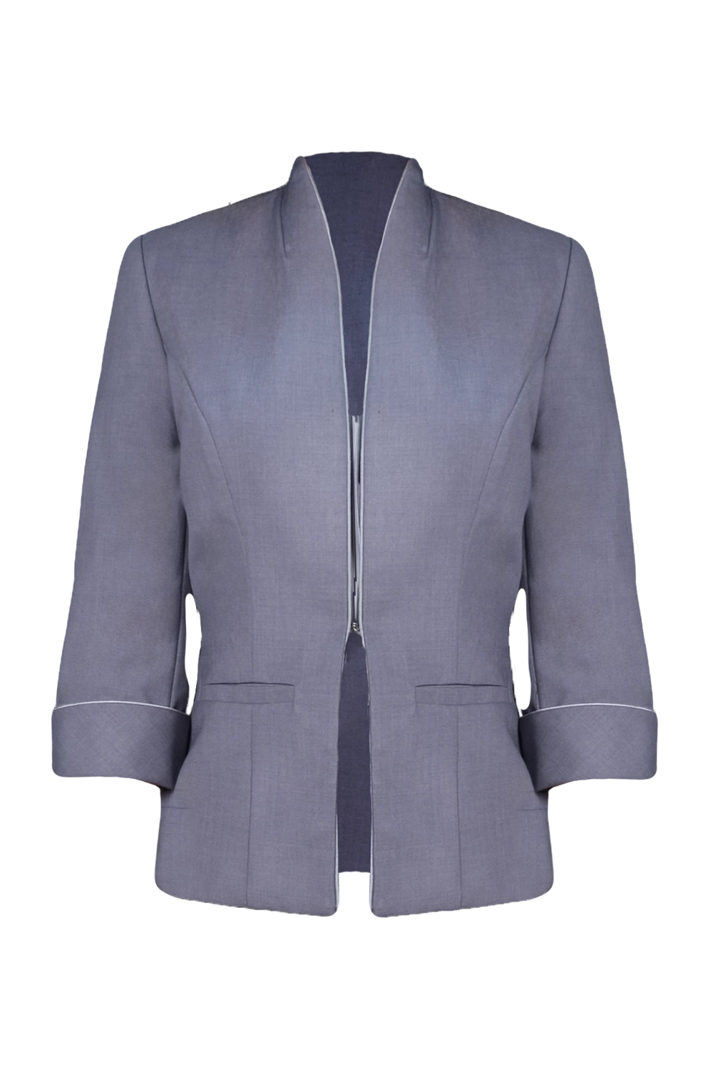 Ladies's Tailored Grey Blazer with Piped Cuff