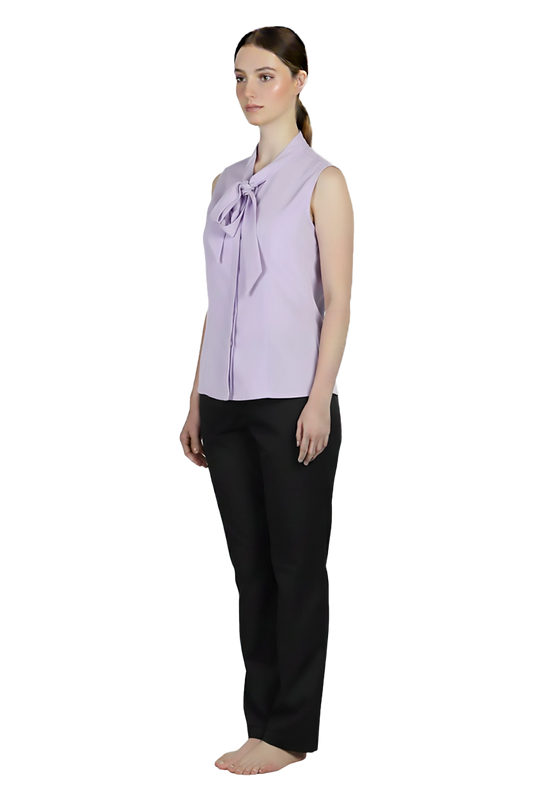 Lilac Sleeveless Blouse with Bow