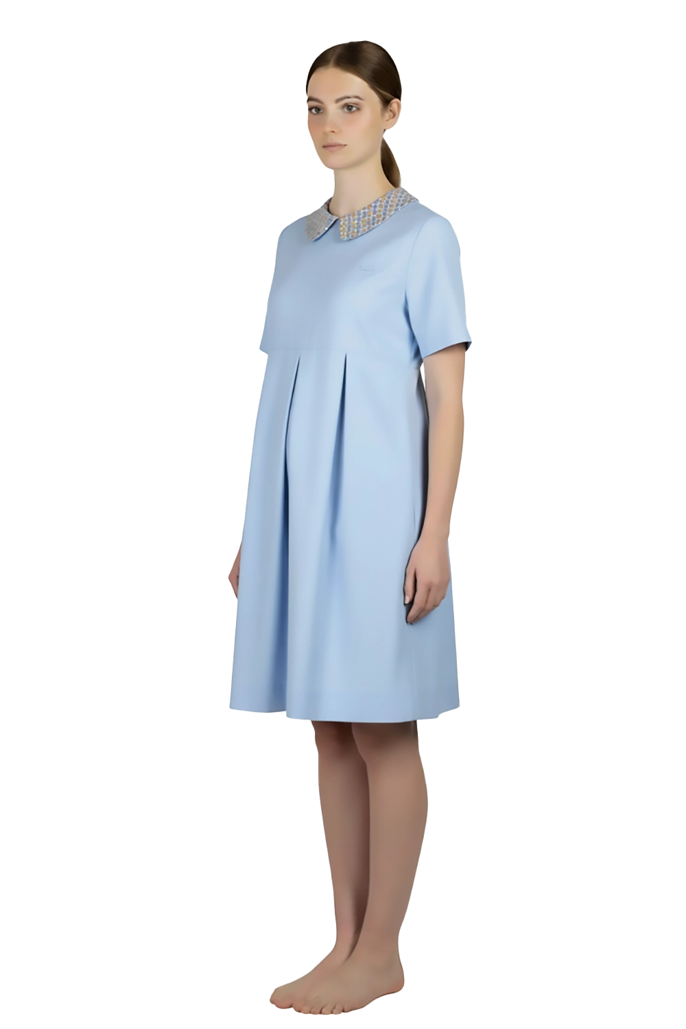 Nurse Maternity Pleated Dress with Side Pocket