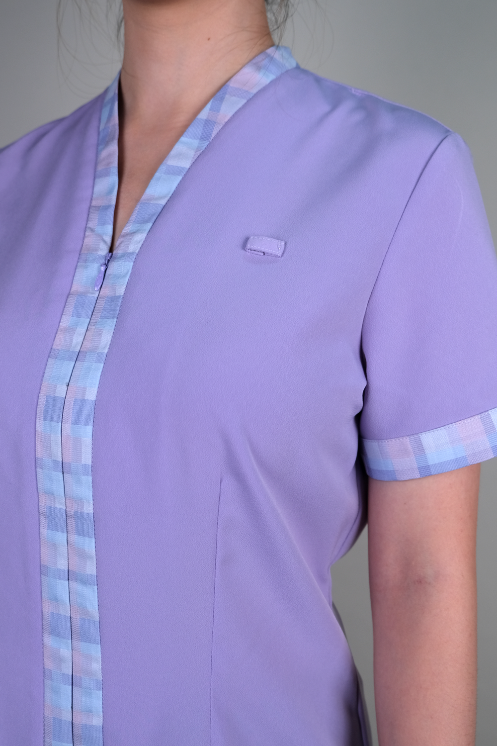 Purple Nurse Blouse with Thick Trims