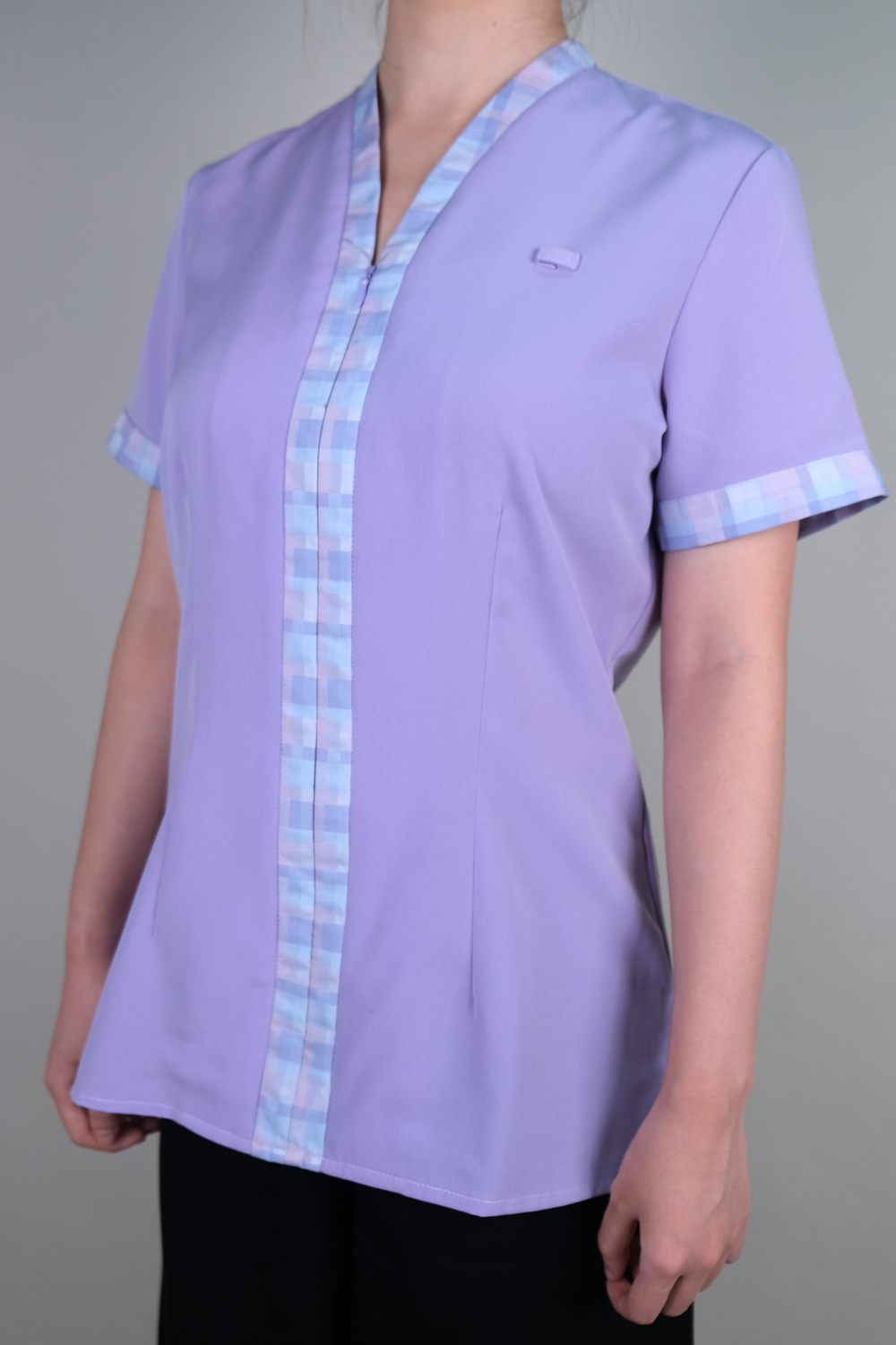 Purple Nurse Blouse with Thick Trims