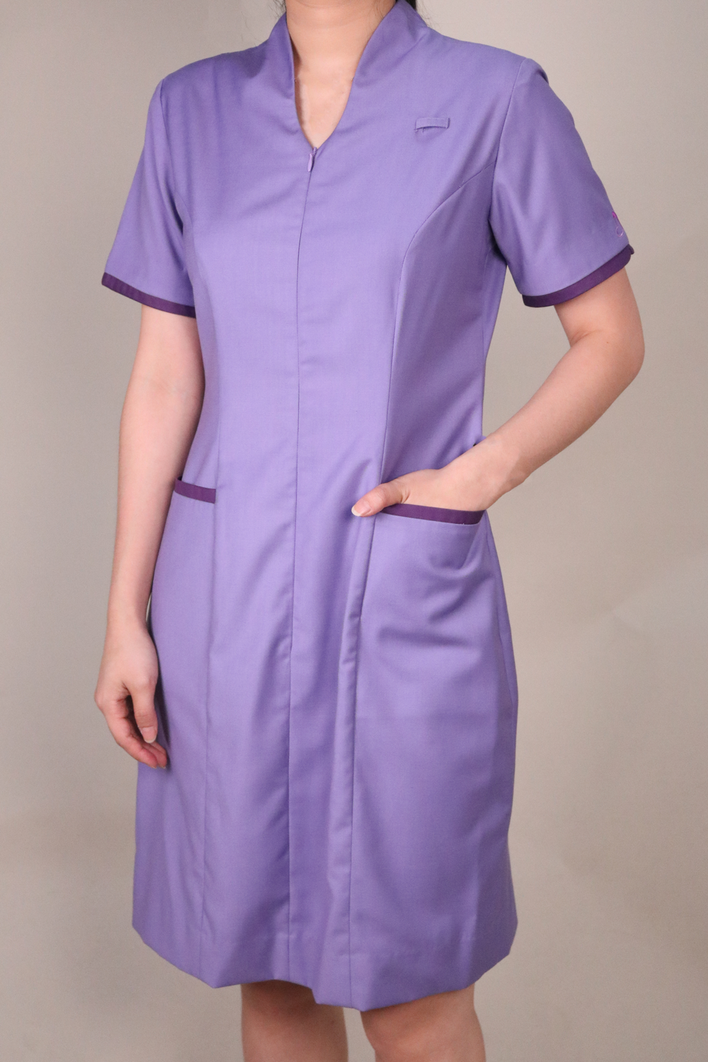 Purple Staff Nurse Dress with trims