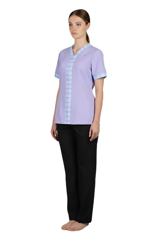 Purple Nurse Blouse with Thick Trims