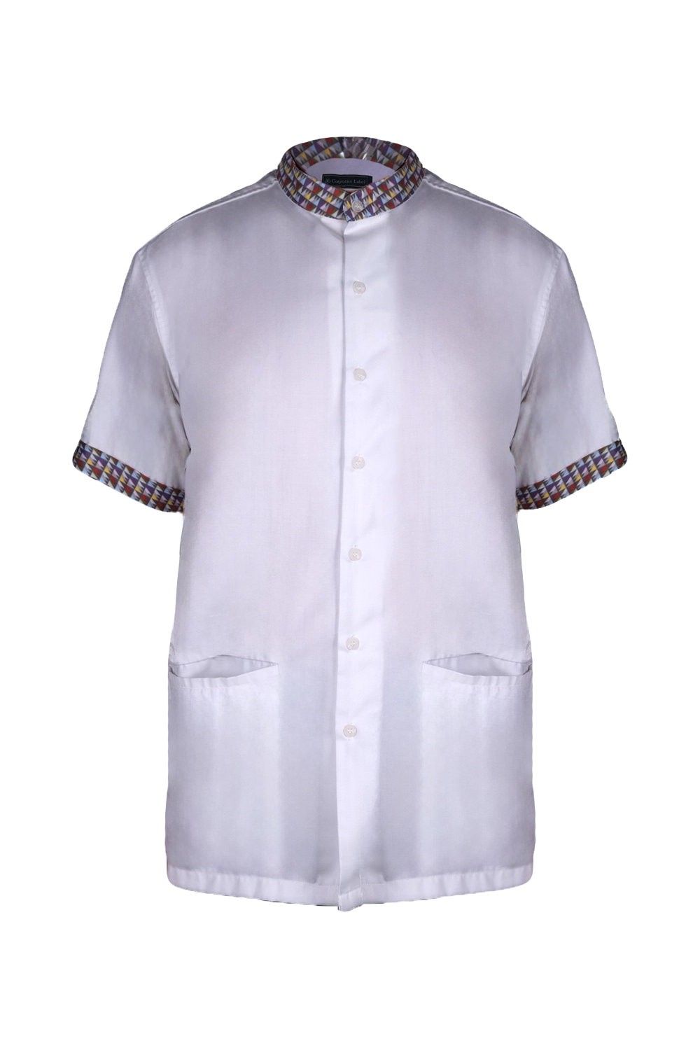 Short sleeve shirt with Mandarin Collar trims