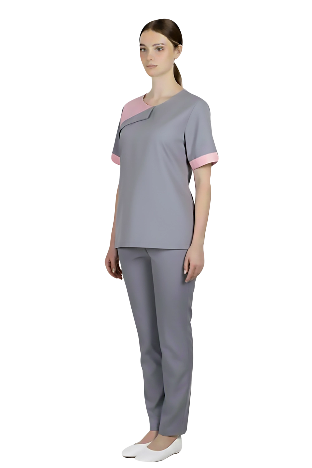 Two Tone Scrub Top with Flap
