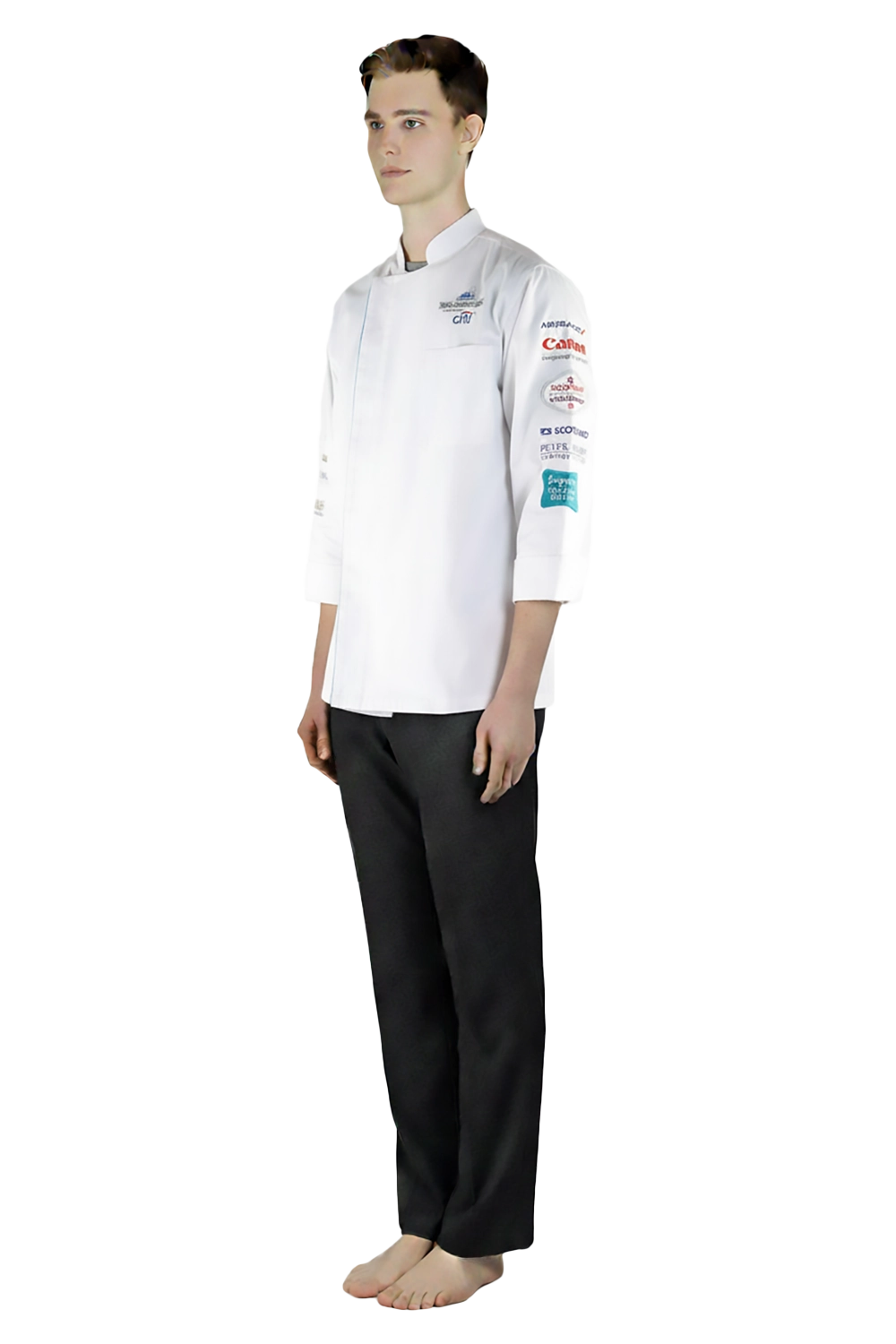 White Chef Jacket with Logo Embroidery