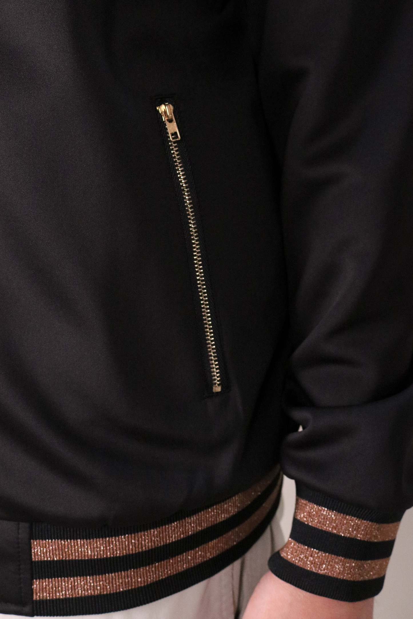 Bomber Jacket with Glitter Trims