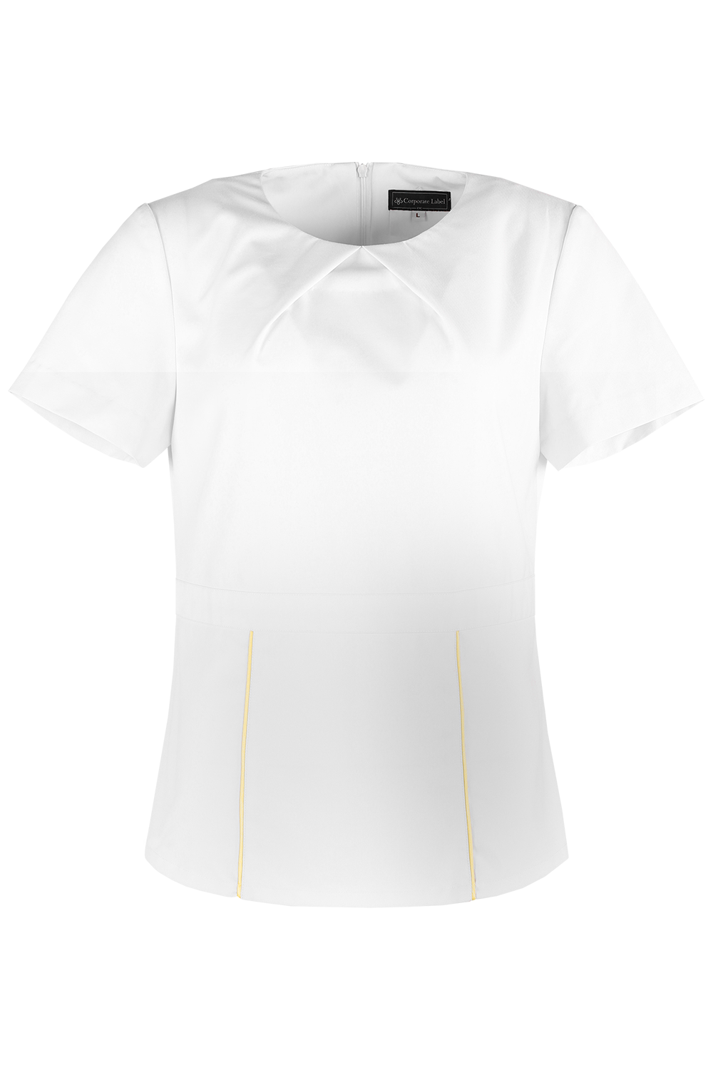 White Nurse Blouse with Gold Trims