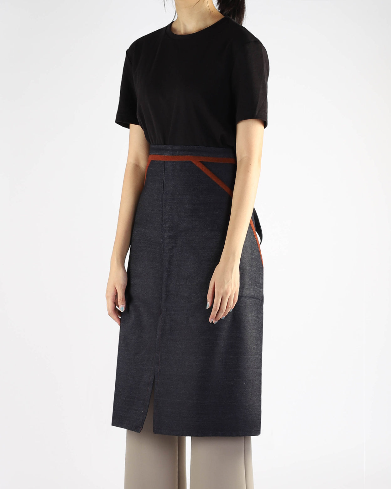 Denim Half Body Apron with Trims
