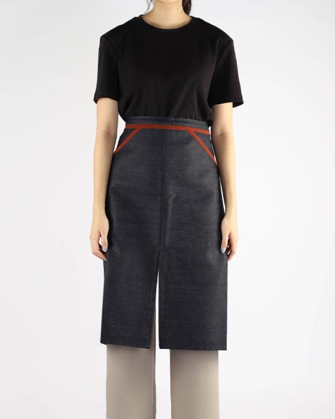 Denim Half Body Apron with Trims