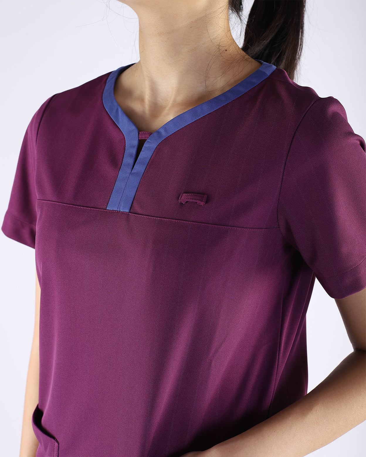 Split V-Neck Contrast Scrub