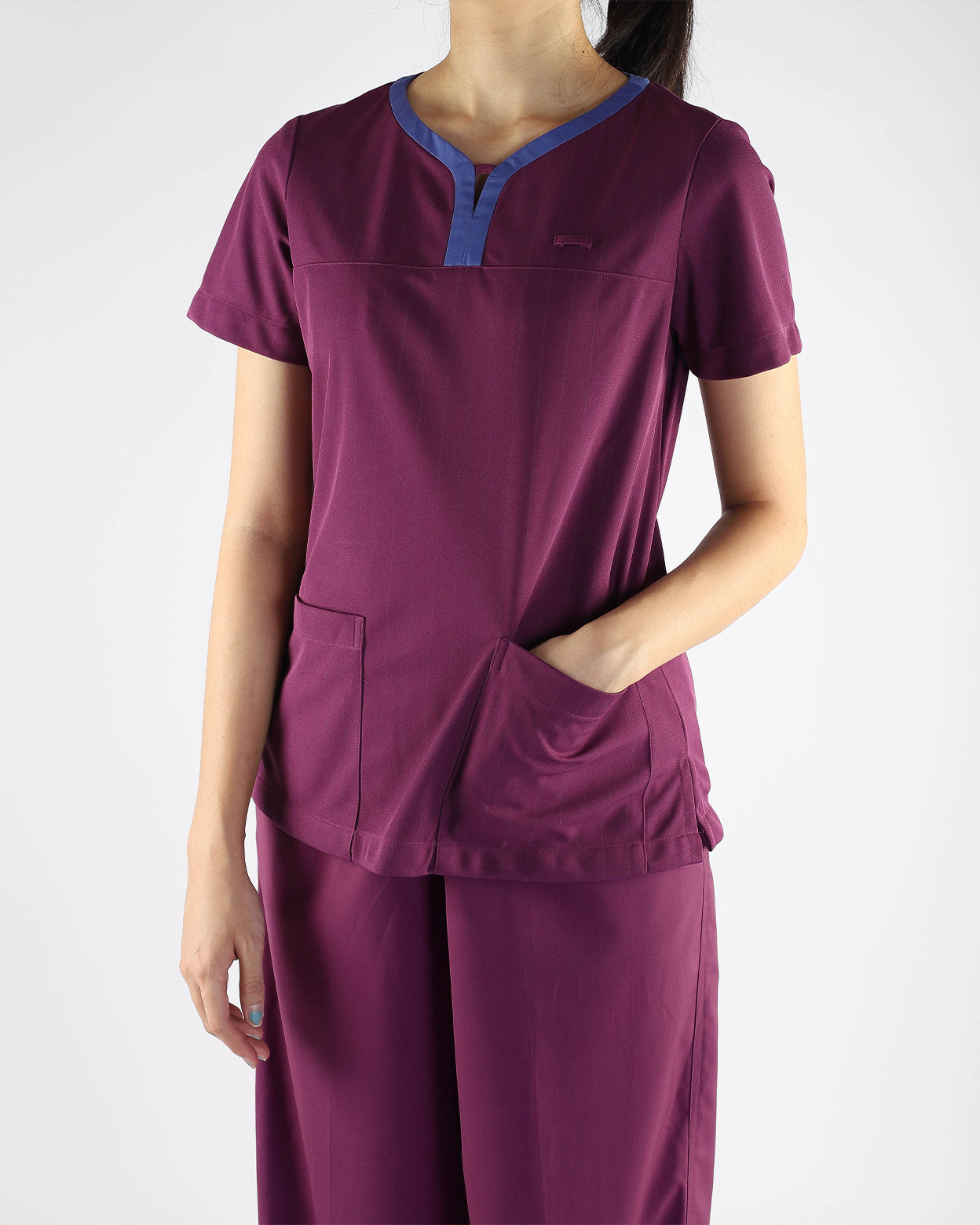 Split V-Neck Contrast Scrub