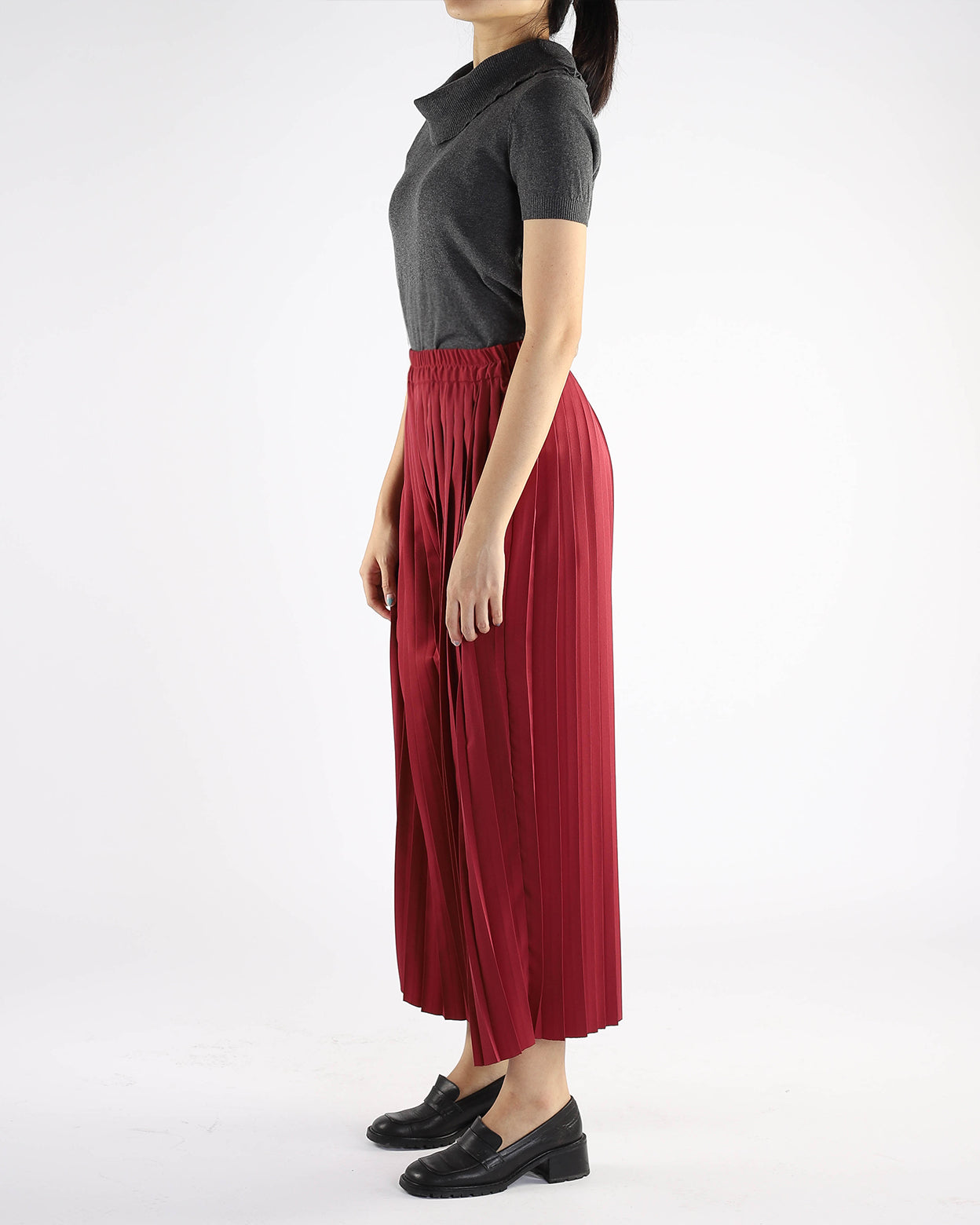 Red Pleated Palazzo Pants - Smart Casual Uniforms