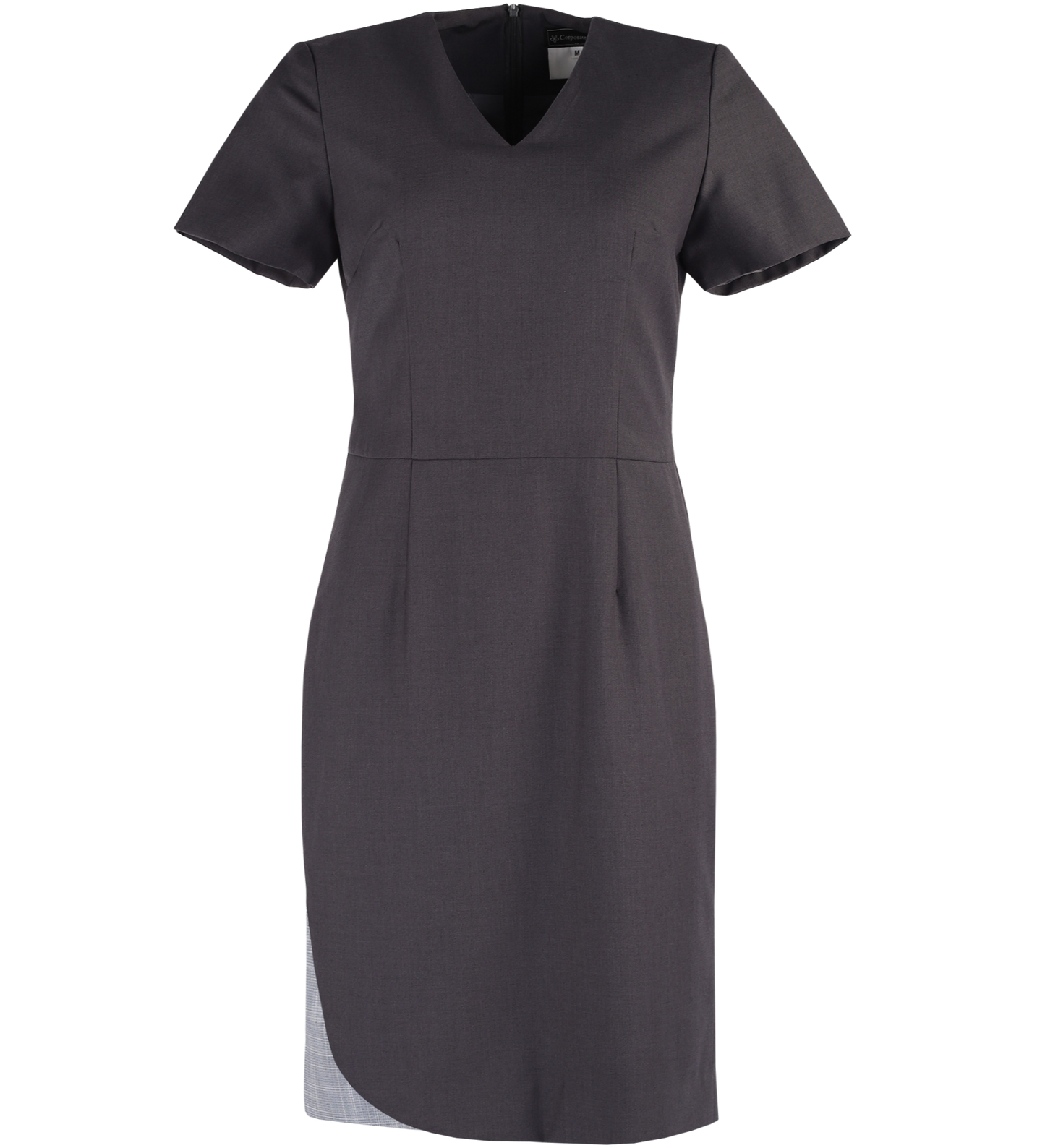 Charcoal V-Neck Dress with Trims, Uniform by CYC