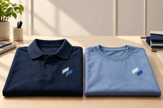 Embroidered polo shirt and printed T-shirt for company uniforms in Singapore