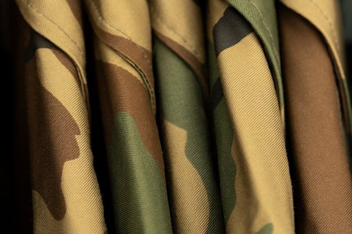 Close-up of camouflage uniform tencate fabric, highlighting durability and sustainable material choices for workwear