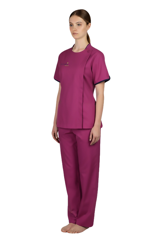 Asymmetrical Button Medical Blouse