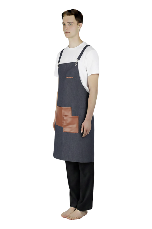 Asymmetrical Denim Apron Uniform
