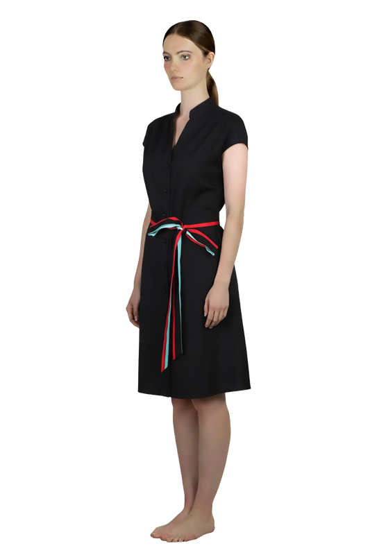 Black Corporate Dress with Ribbon