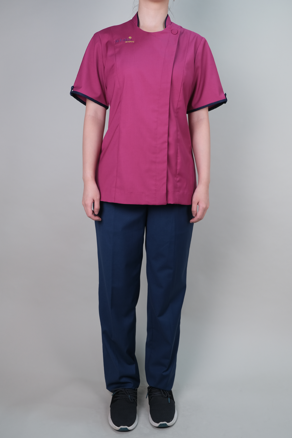 Asymmetrical Button Medical Blouse