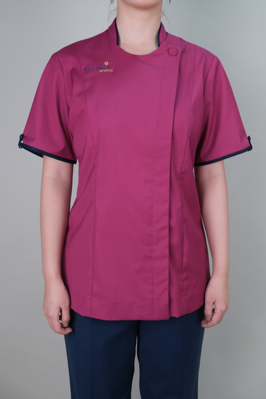 Asymmetrical Button Medical Blouse