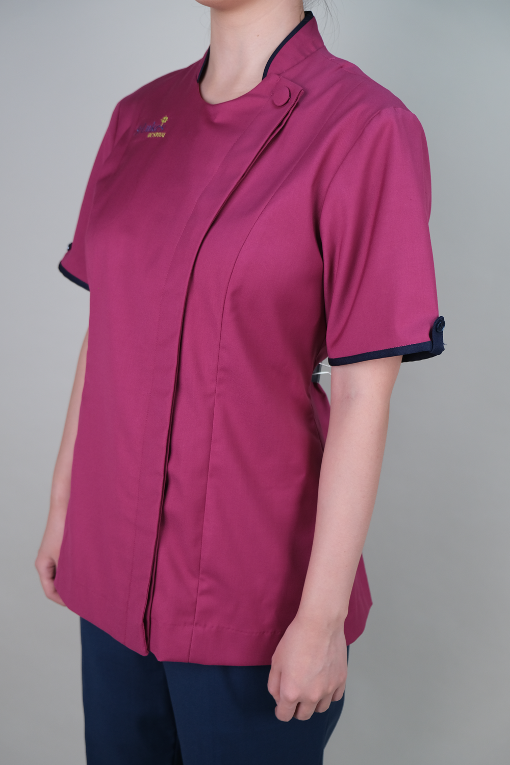 Asymmetrical Button Medical Blouse