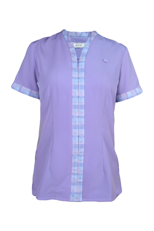 Purple Nurse Blouse with Thick Trims