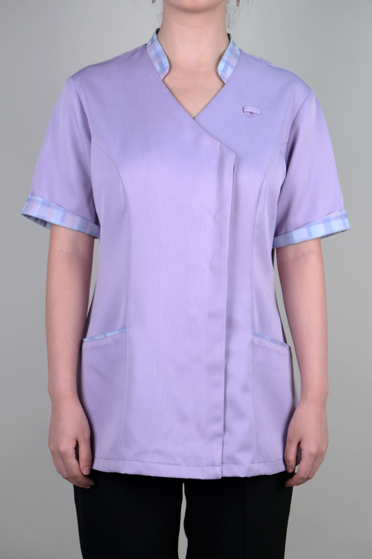 Nurse Purple Blouse with Overlap Hidden Button