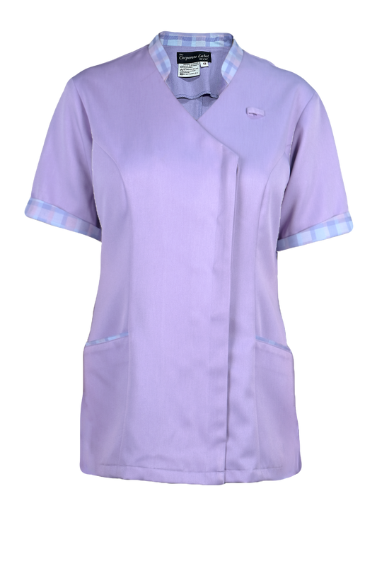 Nurse Purple Blouse with Overlap Hidden Button