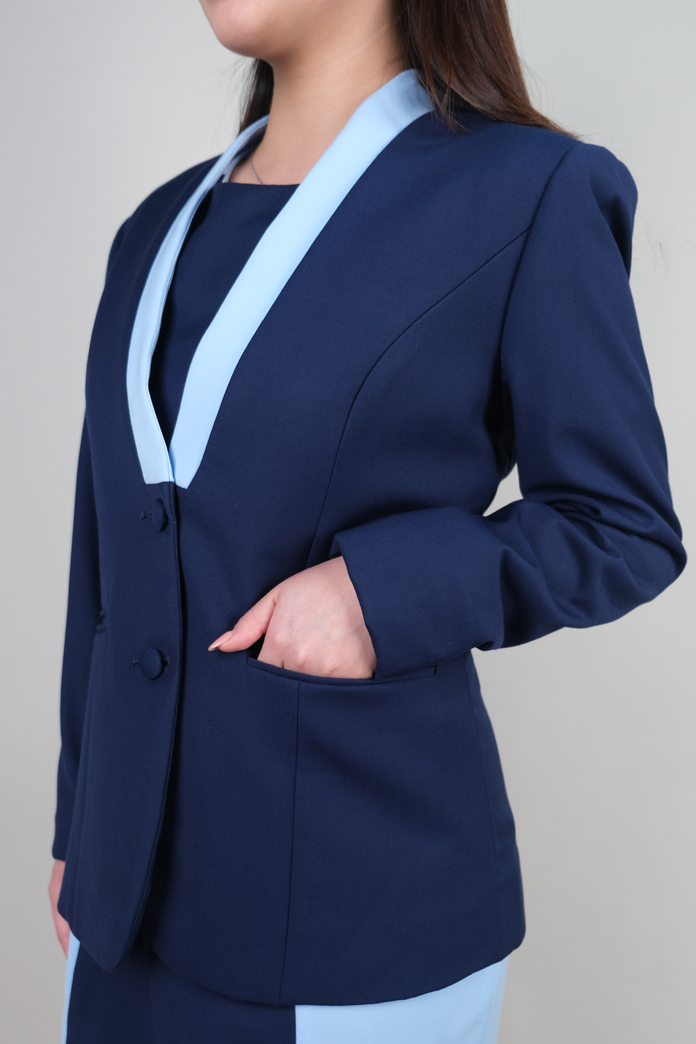 Navy Blazer with Contrasting Lapel