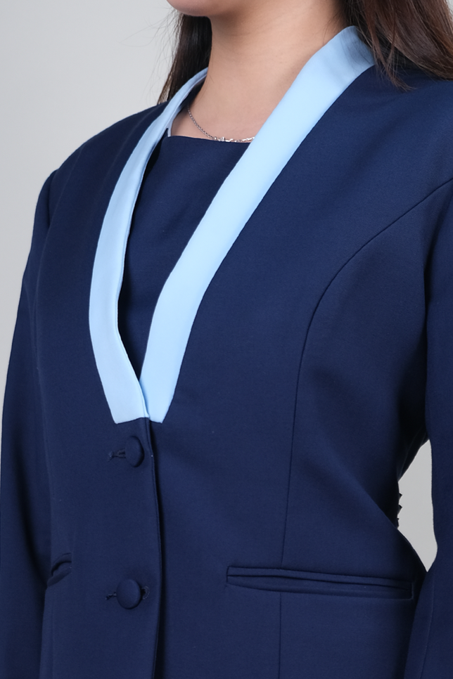 Navy Blazer with Contrasting Lapel