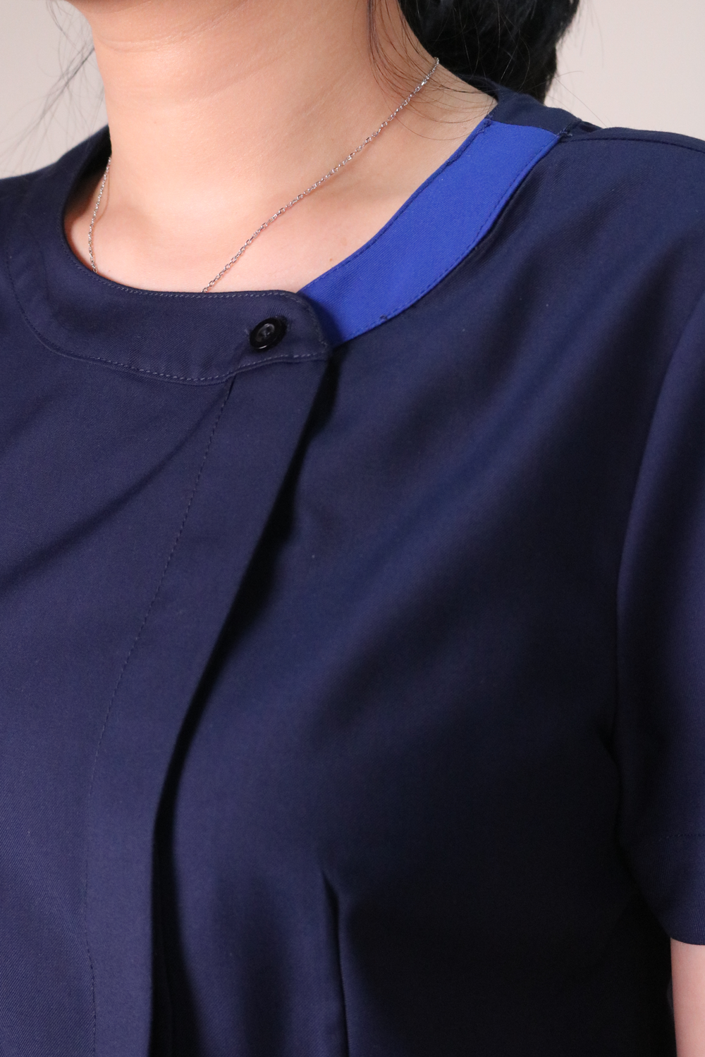 Ladies Scrub Blouse with Contrasting Trims