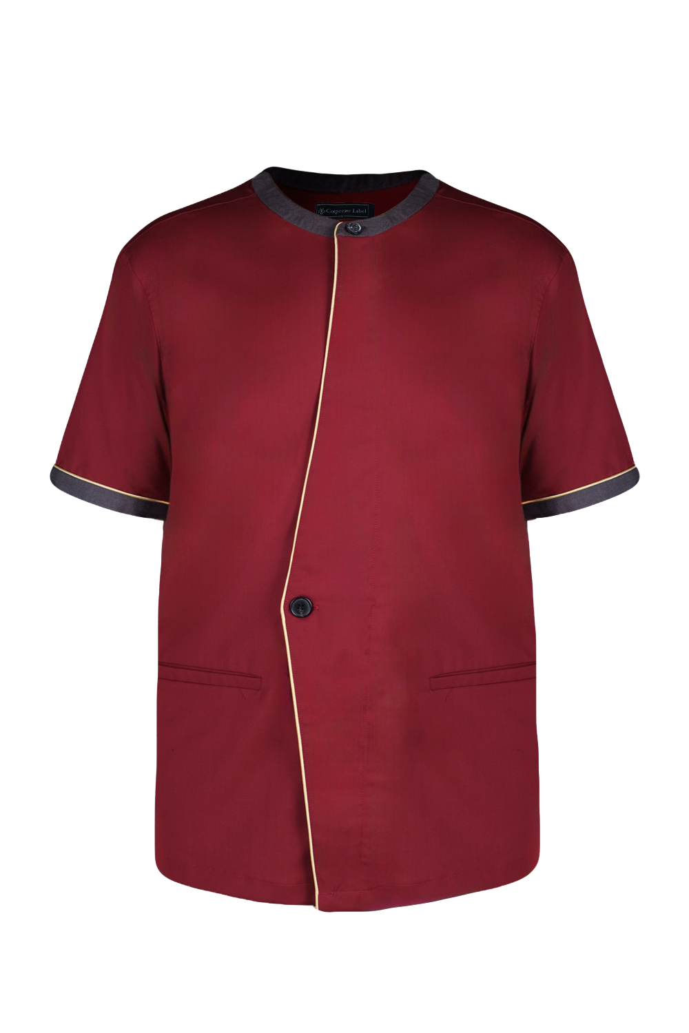 Burgundy Hospitality Service Shirt with Contrast Pipping