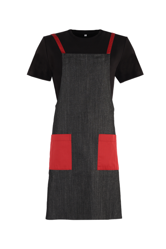 Denim Bib Apron with Red Trims