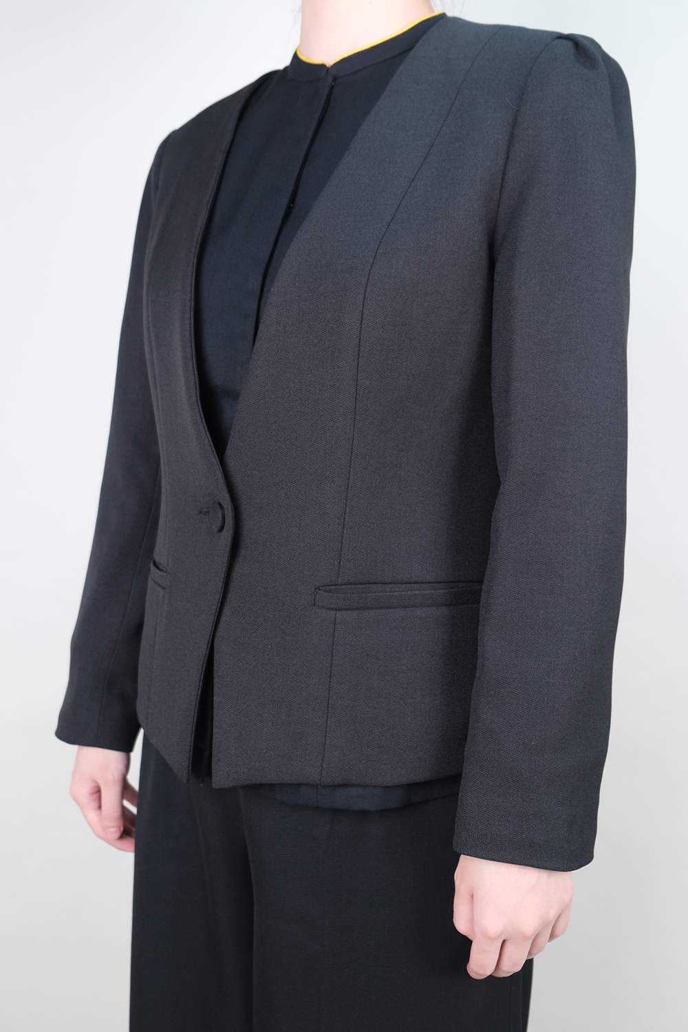 Collarless Suit Jacket