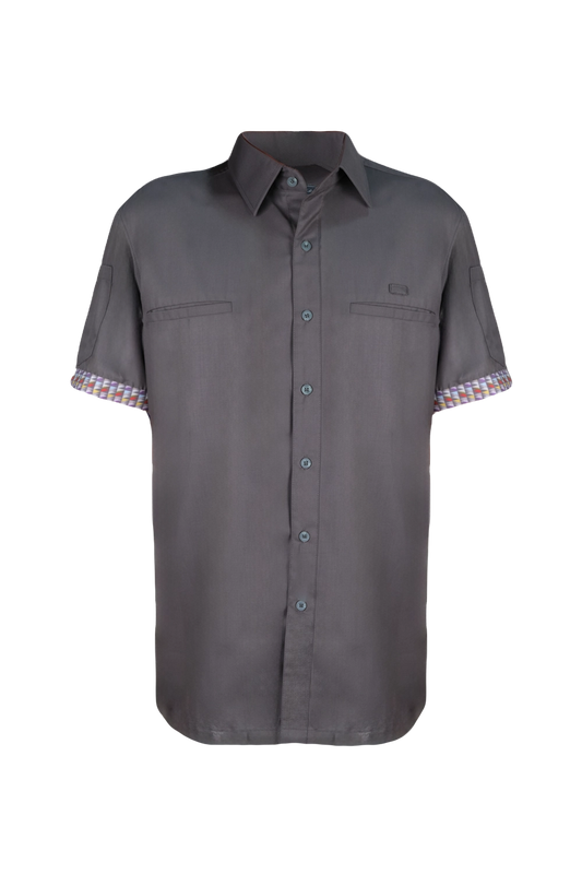 Dark Grey Shirt with Sleeve Trims