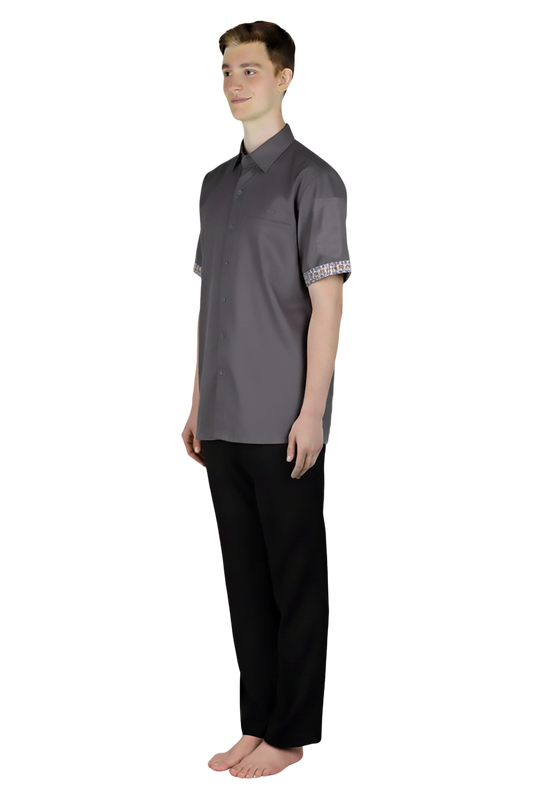 Dark Grey Shirt with Sleeve Trims