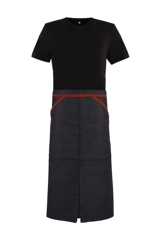 Denim Half Body Apron with Trims