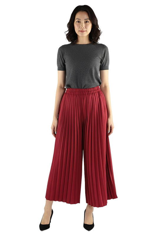 Red Pleated Palazzo Pants