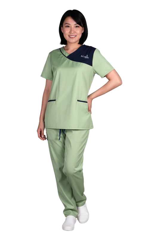 Two tone Scrub Top - Green