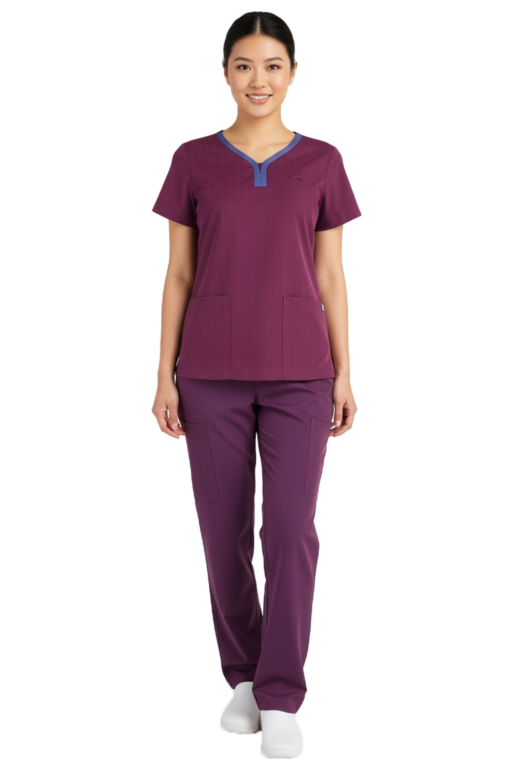 Split V-Neck Contrast Scrub